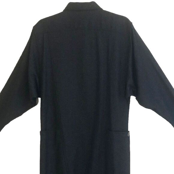 VTG JAEGER London Wool Coat Dress Womens 12 Charcoal Dolman Long Sleeve Pockets - Picture 9 of 16